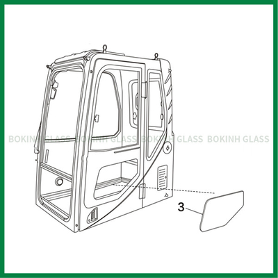 HITACHI KOMATSU Niestandardowe szyby przedniej szyby lewe dolne położenie NO.3
