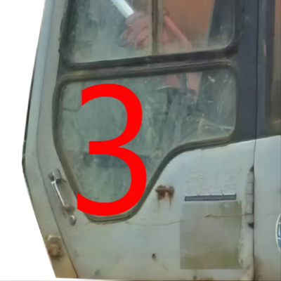 4457176 HITACHI Szklane okno kabiny do koparki Lewe drzwi Dolne położenie NO.3 Szkło hartowane