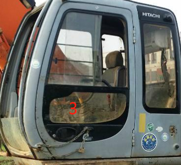 4457141 HITACHI Okno kabiny koparki Szkło hartowane po prawej stronie nr 7