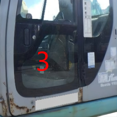 OEM KOBELCO Szklane lewe drzwi do koparki dolne położenie NO.3 Wymiana zielonej szyby przedniej
