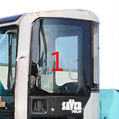 Wysoka wytrzymałość na uderzenia Szkło koparki KOBELCO Grube lewe drzwi o grubości 5 mm Pozycja górna nr 1