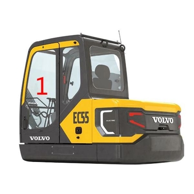 EC55 VOLVO Szyba przedniej szyby Pozycja lewych drzwi Nr 1 Wymiana szyby koparki