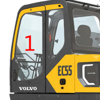 EC55 VOLVO Szyba przedniej szyby Pozycja lewych drzwi Nr 1 Wymiana szyby koparki